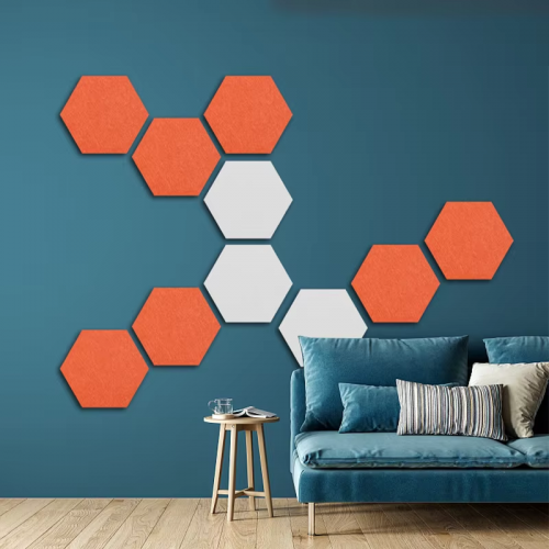 Hot sale hexagon acoustic panel soundproof polyester fabric acoustic wall foam pane