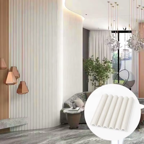 New In 2024 UV-Resistant WPC PE Wall Panels Decoration Composite Hollow Half Round WPC Wall Panel